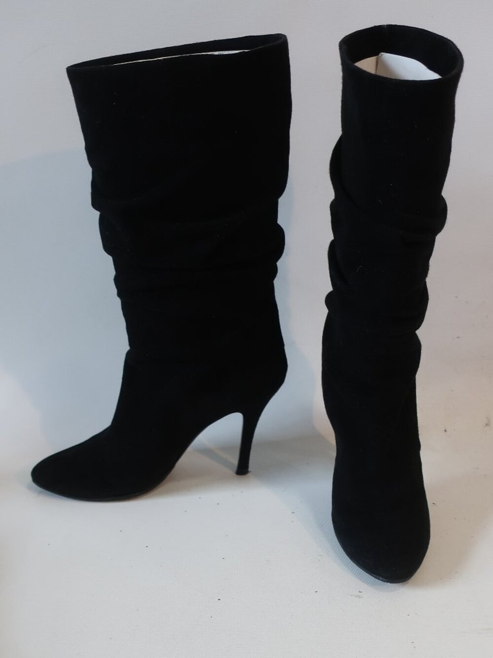 Womens Ralph Lauren Collection Purple Label Black Suede Ruched Heeled Boots 7.5